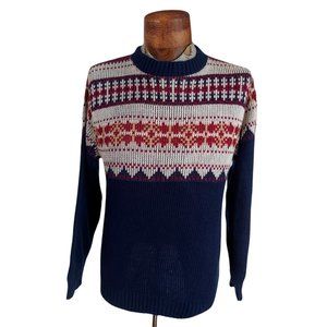 VTG SPORTSWEAR Men's Crew Neck Fair Isle Acrylic Sweater Size Medium